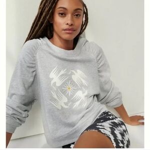 Anthropologie X Jason K. Yun Gray Doves Grapic Pullover Sweatshirt
